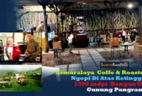 Suasana di Asmaralaya Coffe & Roastery dengan view Gunung Pangrango (Foto: news.devilo.co).