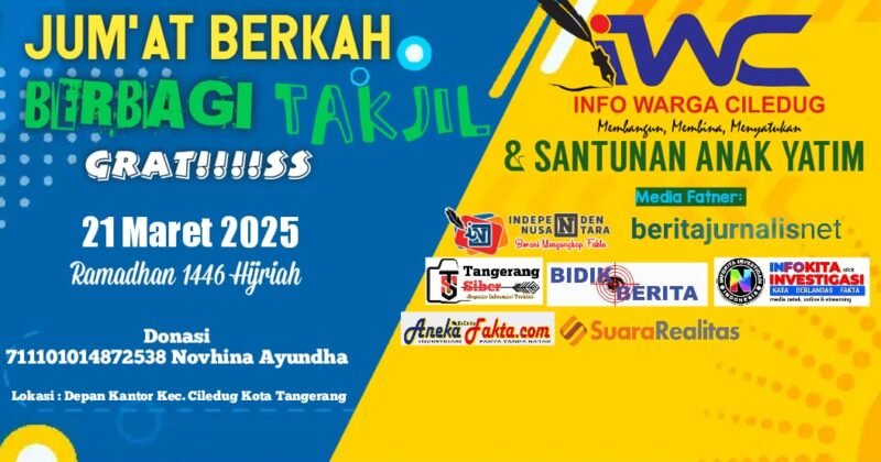 Flayer Jumat berkah dan berbagi takjil gratiss yang dimotori oleh Info Warga Ciledug. (Foto: Istimewa).