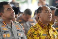 Walikota Jakarta Barat, Uus Kuswanto didampingi Kapolresto Jakbar, Kombes Pol Twedi Aditya Benywahdi saat ikuti panen raya jagung serentak secara virtual. (Foto: Istimewa).