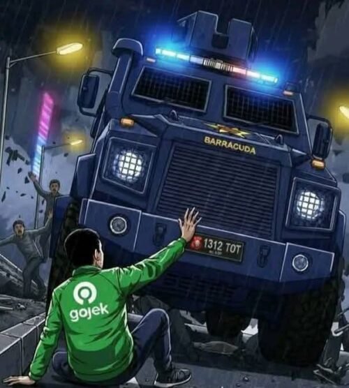 ILUSTRASI: Seorang pengemudi ojek online (Ojol) bernama Affan Kurniawan (20) meninggal dunia setelah terlindas kendaraan taktis (rantis) milik Brimob saat kericuhan antara massa demonstran dan aparat kepolisian di kawasan Pejompongan, Tanah Abang, Jakarta Pusat, Kamis (28/8/2025) malam. (Foto: Istimewa).