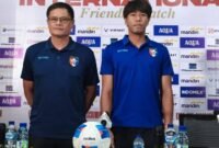 POTRET: Pelatih Taiwan  Che-Ming Huang saat konferensi pers menjelang laga persahabatan melawan skuad Timnas Indonesia. (Foto: Istimewa).