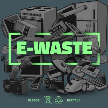 ILUSTRASI: E-waste rumah tangga. (Foto: Dok. Depositphotos/Ist)